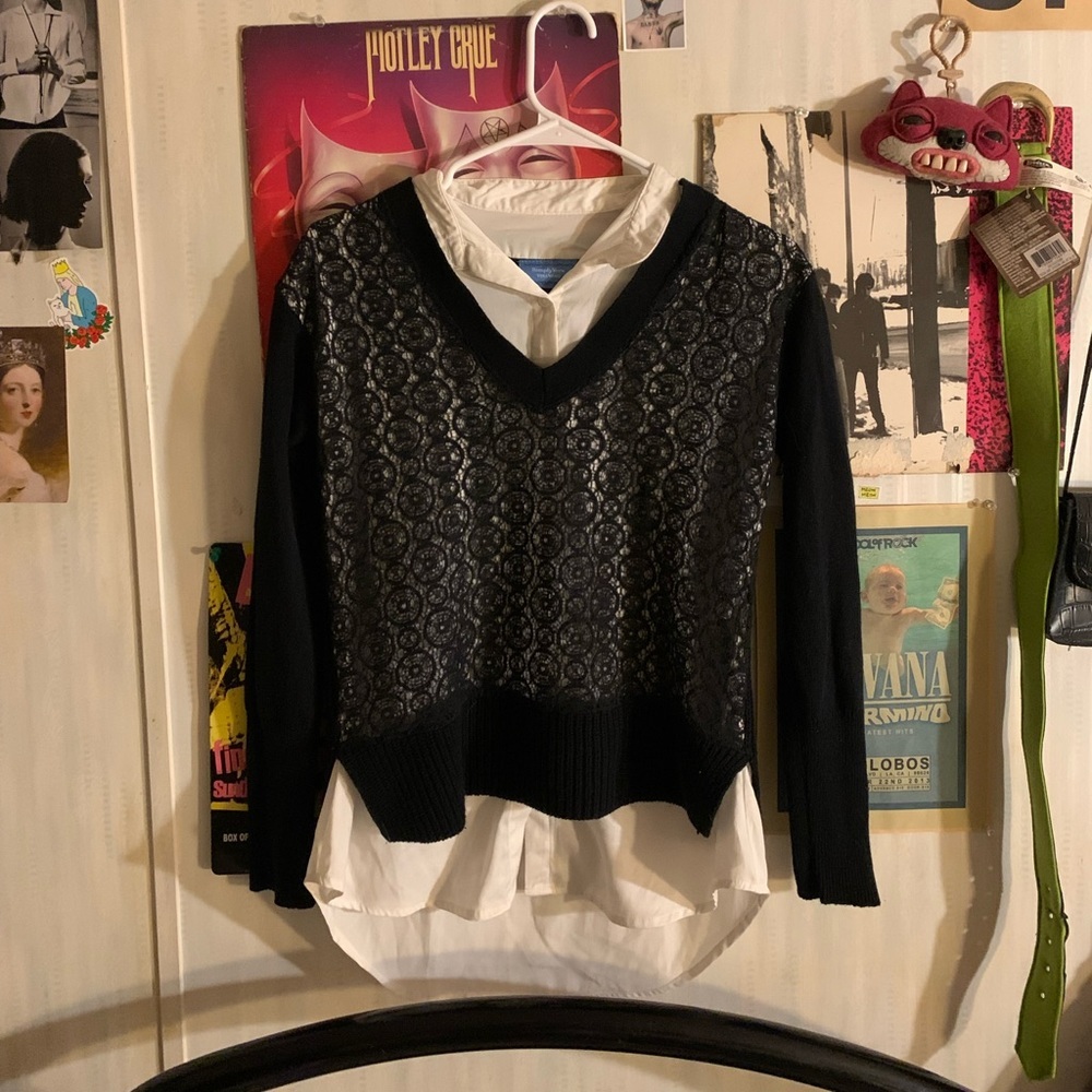 Vera Wang Women's SweaterLayered Shirt Long Sleeve Simply Vera